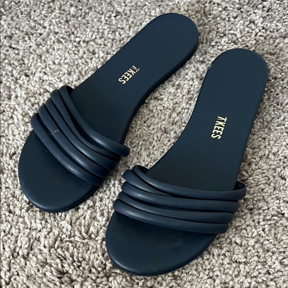 TKees Navy Blue Slide Sandals